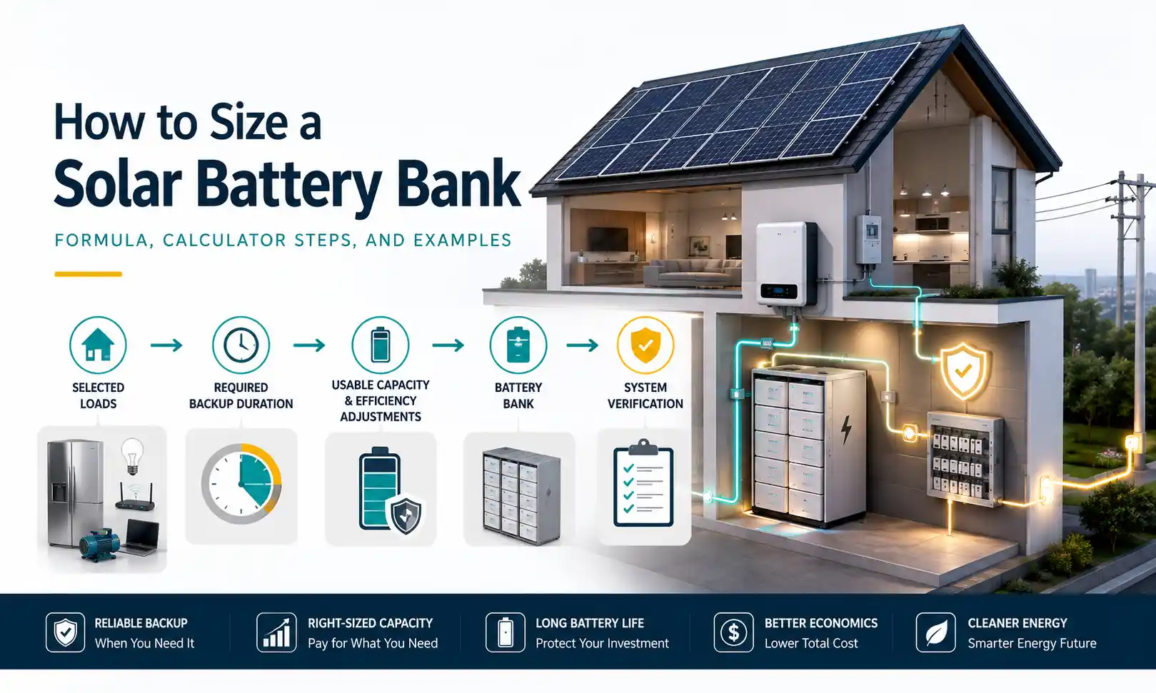 Cumu dimensionà una Banca di Batteria Solare (Formula + Esempii)