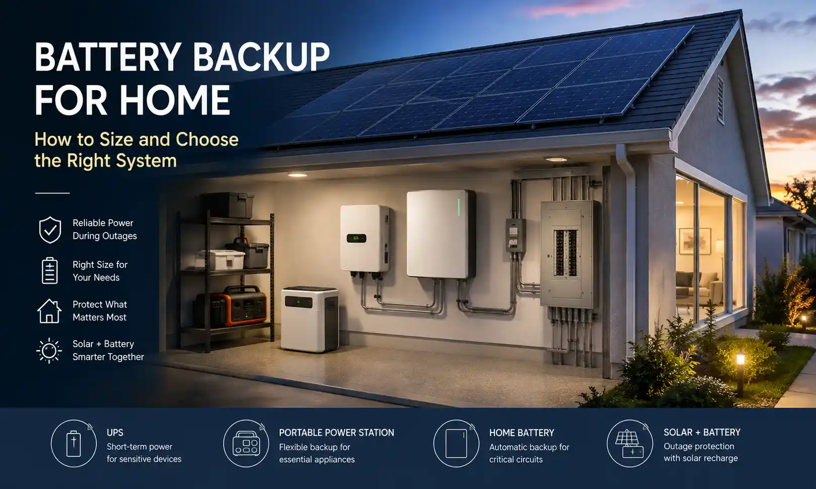 Opzioni di salvezza di a batteria: UPS, Centrale elettrica o Batteria di casa?